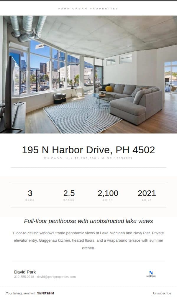 Form real estate email template preview