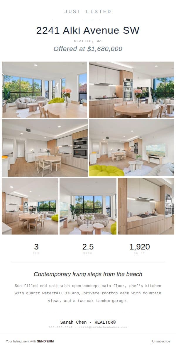 Pane real estate email template preview
